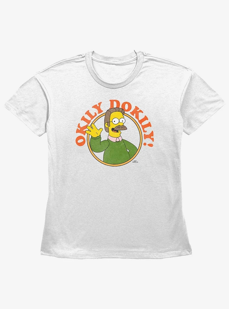 The Simpsons Ned Flanders Okily Dokily! Girls Straight Fit T-Shirt
