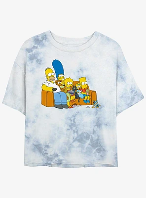 The Simpsons Family Couch Girls Tye-Dye Crop T-Shirt