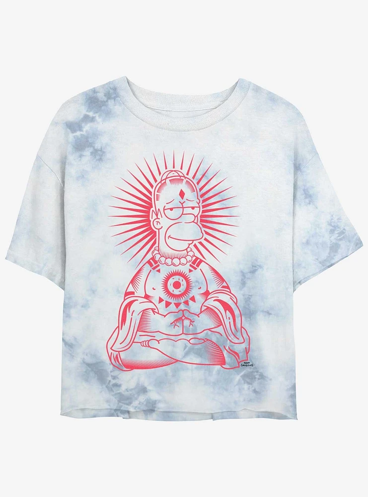 The Simpsons Zen Homer Girls Tye-Dye Crop T-Shirt