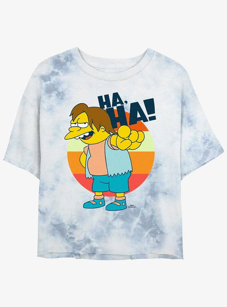 The Simpsons Nelson Ha, Ha! Girls Tye-Dye Crop T-Shirt