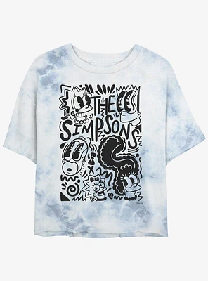 The Simpsons Pop Art Fam Girls Tye-Dye Crop T-Shirt