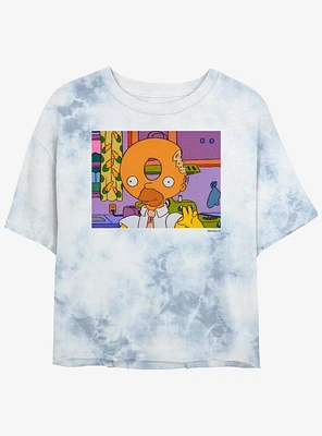 The Simpsons Donut Head Homer Girls Tye-Dye Crop T-Shirt