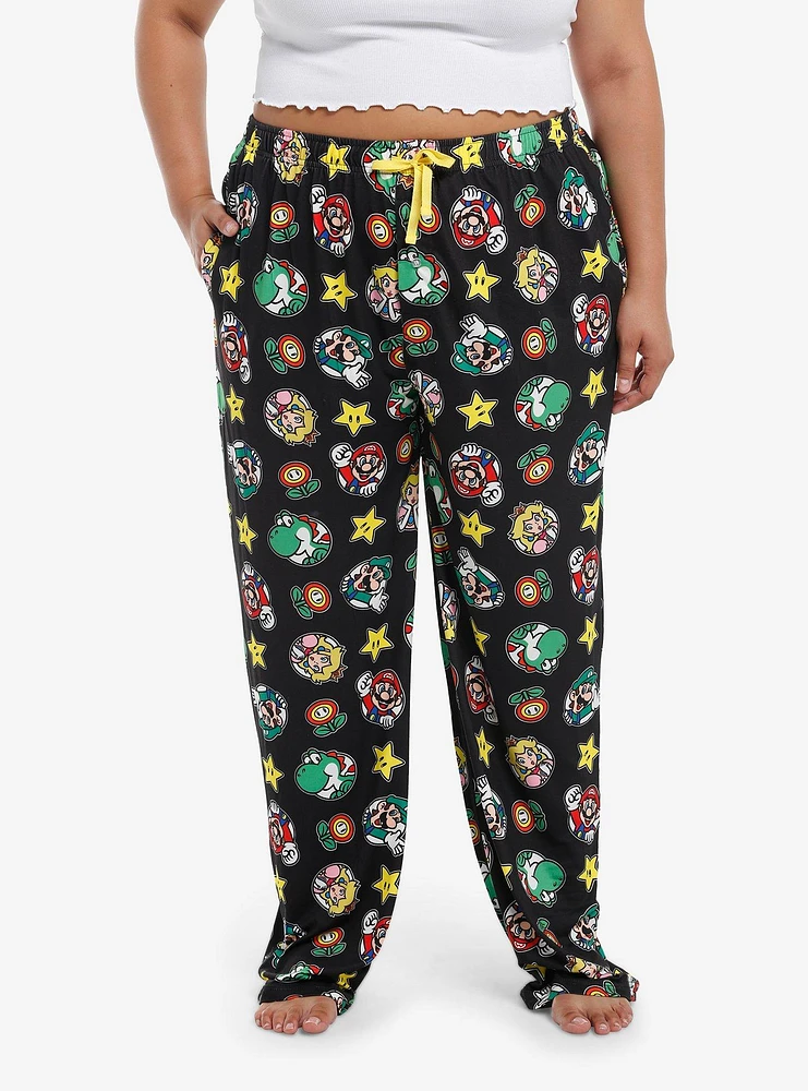 Super Mario Character Icon Pajama Pants Plus