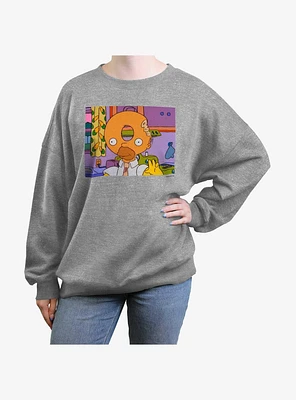 The Simpsons Donut Head Homer Girls Oversized Sweatshirt