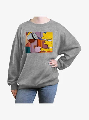 The Simpsons Lisa Needs Coffee Girls Oversized Sweatshirt