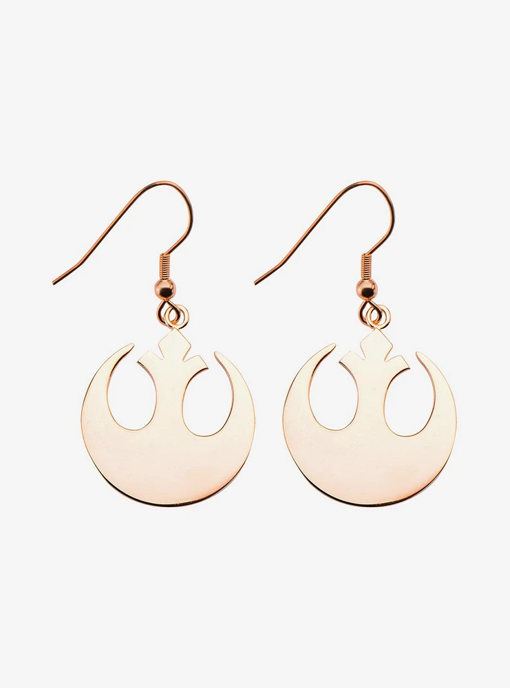 Star Wars Rebel Alliance Rose Gold IP Dangle Hook Drop Earrings