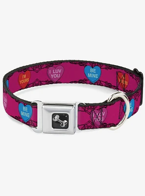 Candy Hearts Seatbelt Buckle Dog Collar