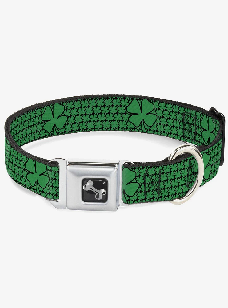 St. Patrick's Day Clovers Seatbelt Buckle Dog Collar