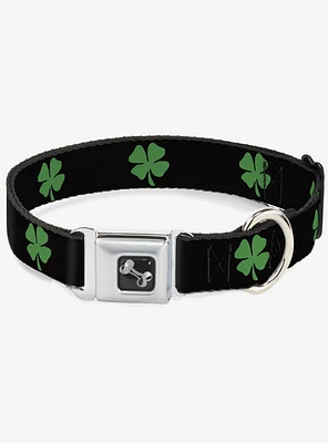 St. Patrick's Day Black Green Seatbelt Buckle Dog Collar