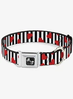 Hearts Scattered Stripe Seatbelt Buckle Dog Collar