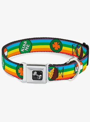 St. Patrick's Day Rainbow Coins Seatbelt Buckle Dog Collar