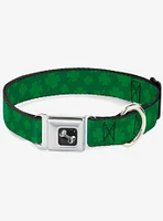 St. Patrick's Day Clovers Scattered Green Seatbelt Buckle Dog Collar