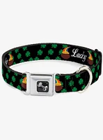 St. Patrick's Day Lucky Pot of Gold Shamrocks Seatbelt Buckle Dog Collar