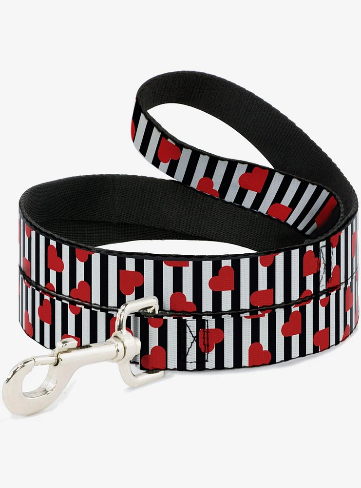 Hearts Scattered Stripe Dog Leash