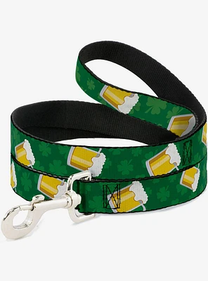 St. Patrick's Day Clovers Beer Mugs Green Dog Leash