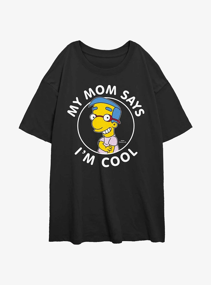 The Simpsons My Mom Thinks I'm Cool Girls Oversized T-Shirt