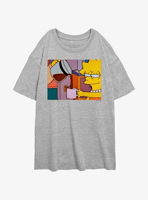 The Simpsons Lisa Needs Coffee Girls Oversized T-Shirt