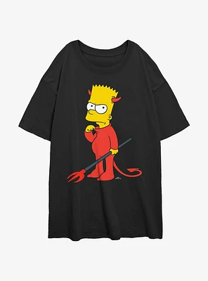 The Simpsons Devil Bart Girls Oversized T-Shirt