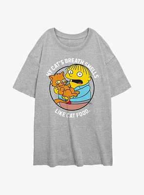 The Simpsons My Cat's Breath Smells Like Cat Food Girls Oversized T-Shirt