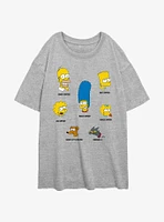 The Simpsons Family Faces Girls Oversized T-Shirt