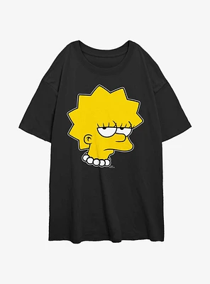 The Simpsons Unamused Lisa Girls Oversized T-Shirt