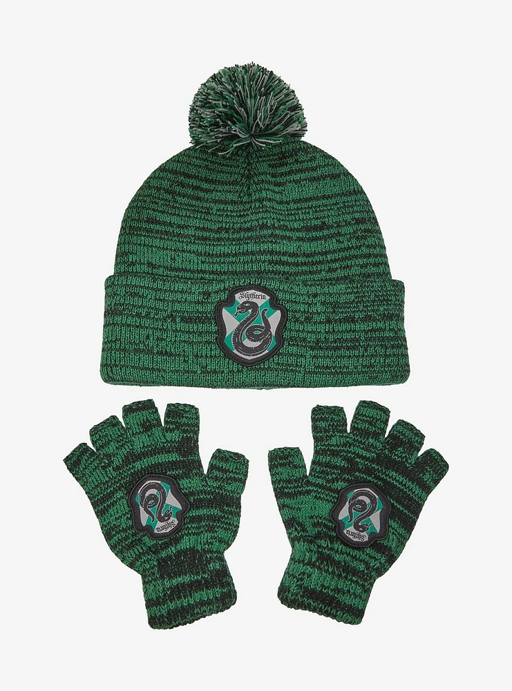 Harry Potter Slytherin Marled Glove & Beanie Set