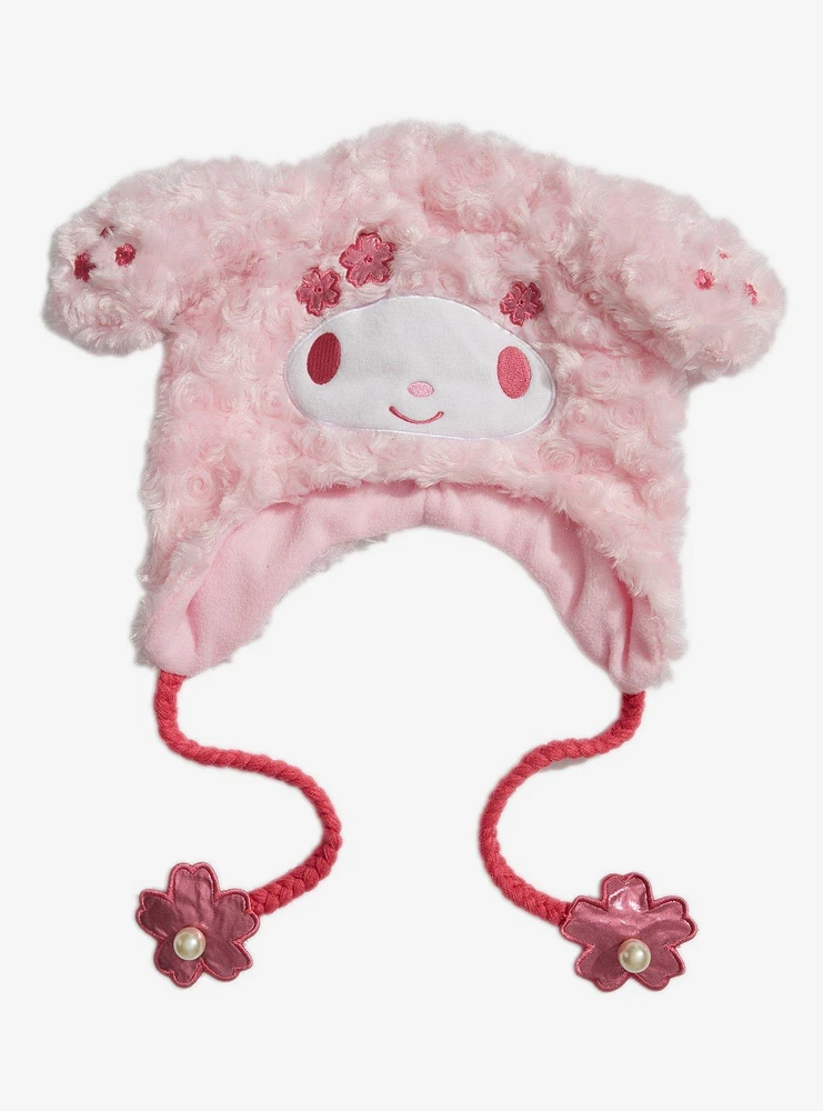 My Melody Sakura Fuzzy Tassel Beanie