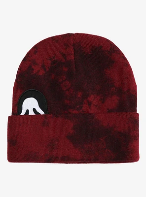 Ghost Face Peeking Red Wash Beanie