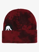 Ghost Face Peeking Red Wash Beanie