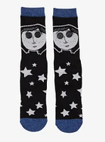 Coraline Button Eyes Coraline Allover Print Glow-in-the-Dark Crew Socks — BoxLunch Exclusive