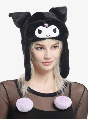 Kuromi Fuzzy Pom Trapper Hat