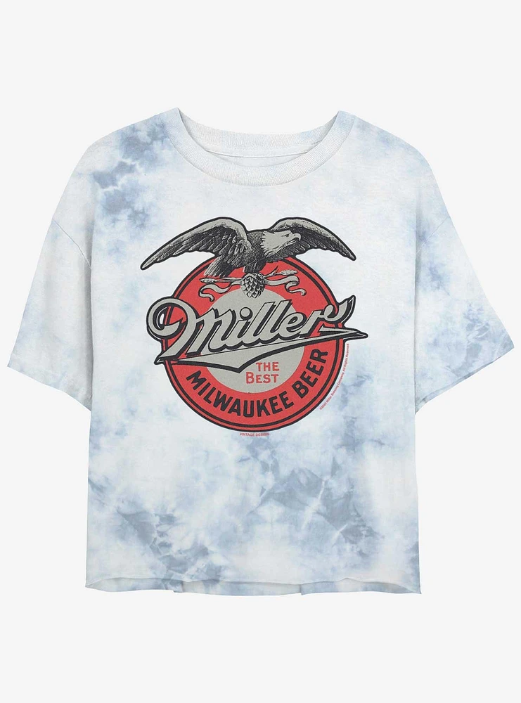 Miller Milwaukee Beer Retro Label Tie Dye Crop Girls T-Shirt