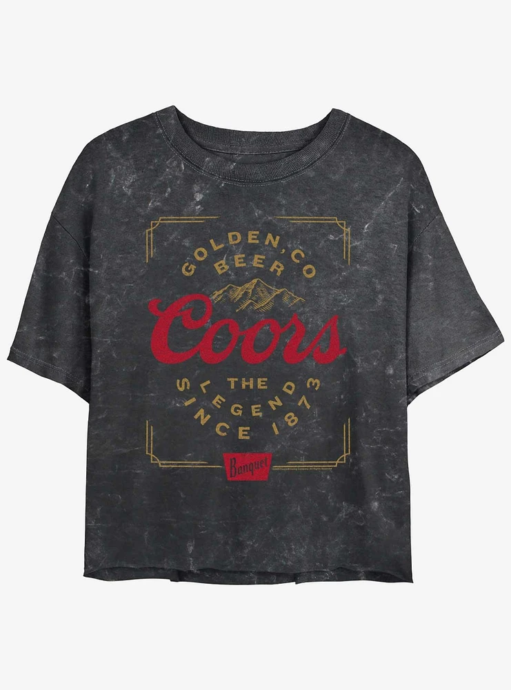 Coors Vintage Golden Beer Logo Mineral Wash Womens Crop T-Shirt