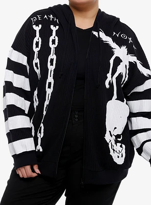 Death Note Ryuk Stripe Girls Oversized Waffle Knit Hoodie Plus