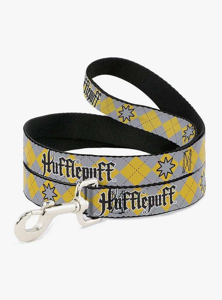 Harry Potter Hufflepuff Stars Argyle Plaid Dog Leash