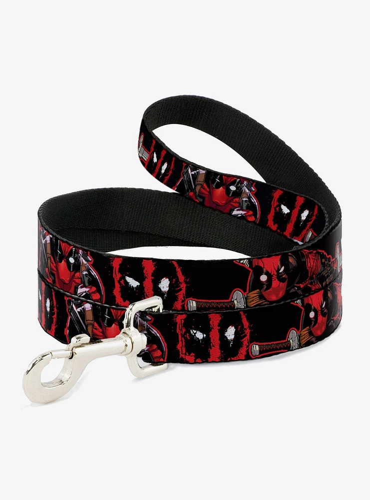 Marvel Deadpool Action Poses Splatter Logo Dog Leash