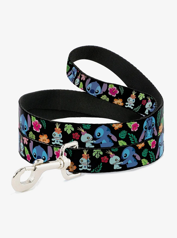 Disney Lilo & Stitch Scrump Poses Tropical Flora Dog Leash