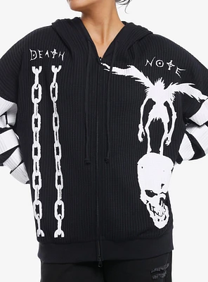 Death Note Ryuk Stripe Girls Oversized Waffle Knit Hoodie