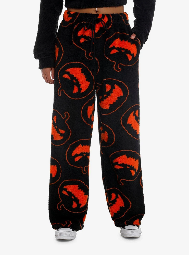 Black Pumpkin Girls Fuzzy Pajama Pants