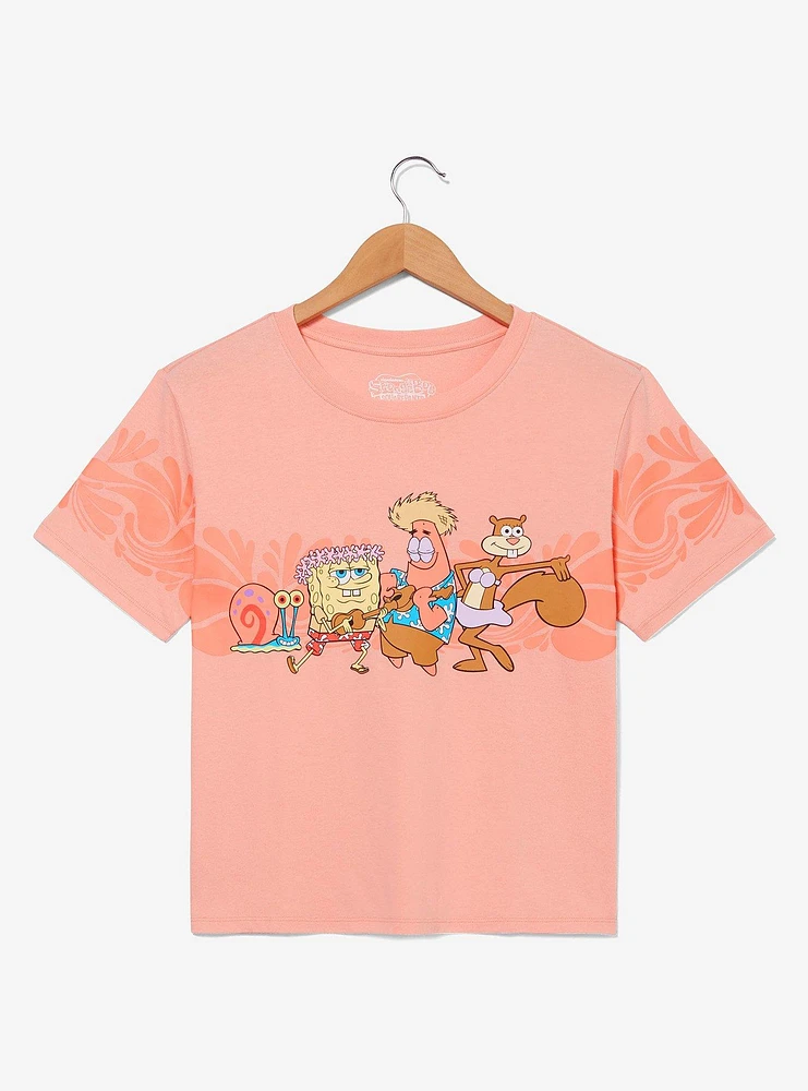 SpongeBob SquarePants Characters Floral Women's Cropped T-Shirt - BoxLunch Exclusive