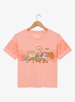 SpongeBob SquarePants Characters Floral Women's Cropped T-Shirt - BoxLunch Exclusive