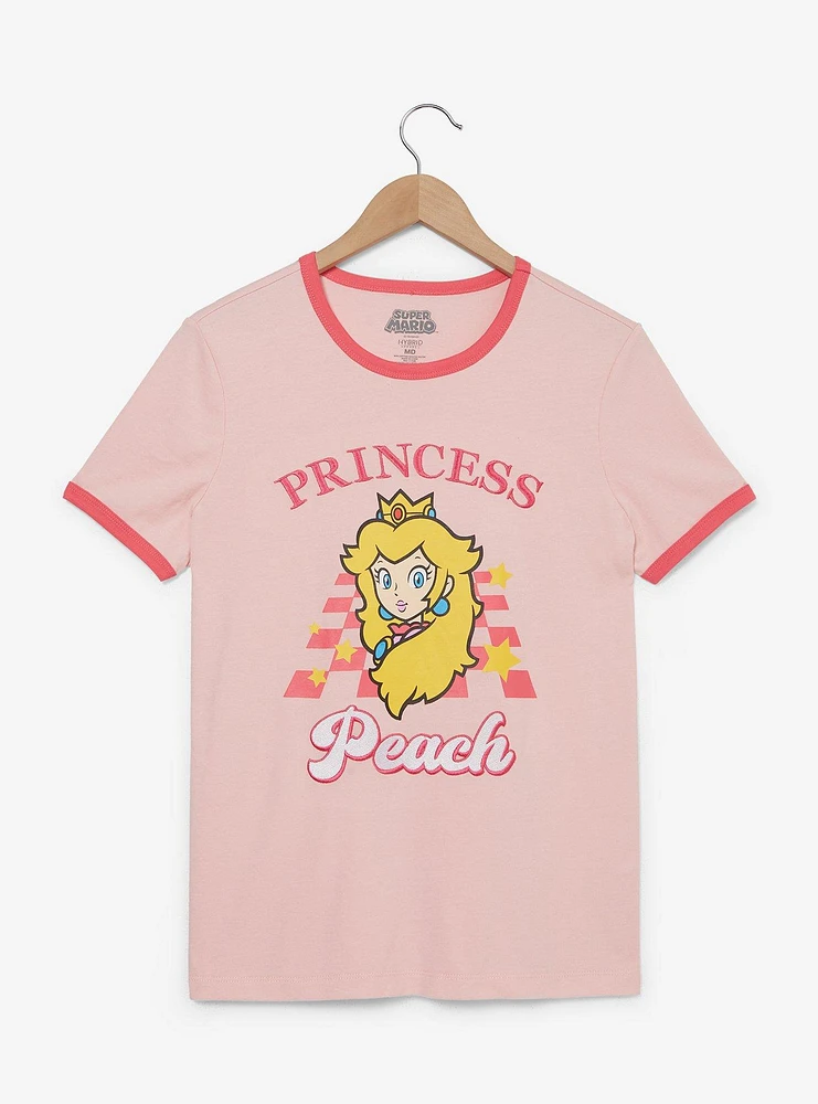 Nintendo Super Mario Bros. Princess Peach Women's Ringer T-Shirt - BoxLunch Exclusive