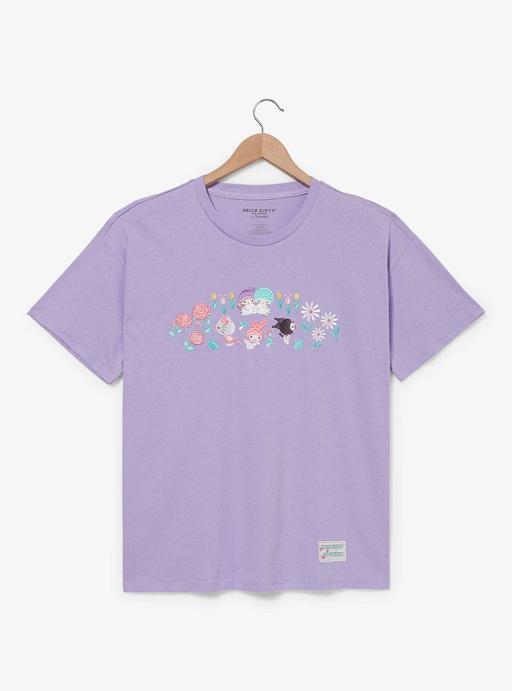 Sanrio Hello Kitty & Friends Floral Embroidered Women's Plus T-Shirt - BoxLunch Exclusive