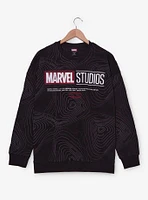 Marvel Studios Logo Topographic Pattern Crewneck — BoxLunch Exclusive