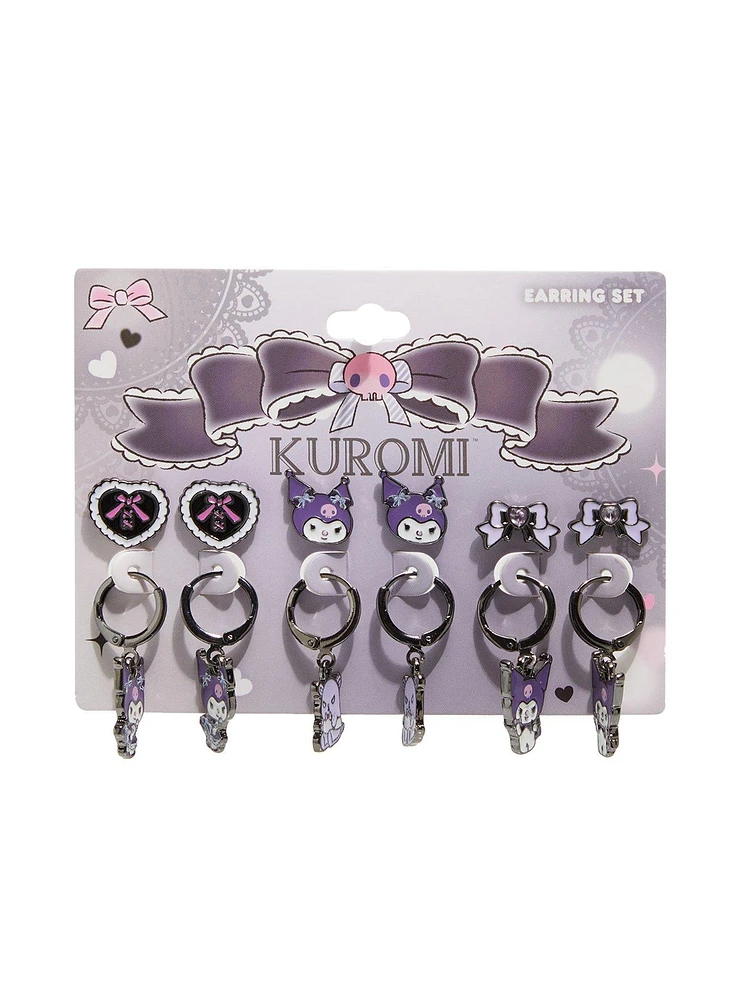 Kuromi Heart Bow Earring Set