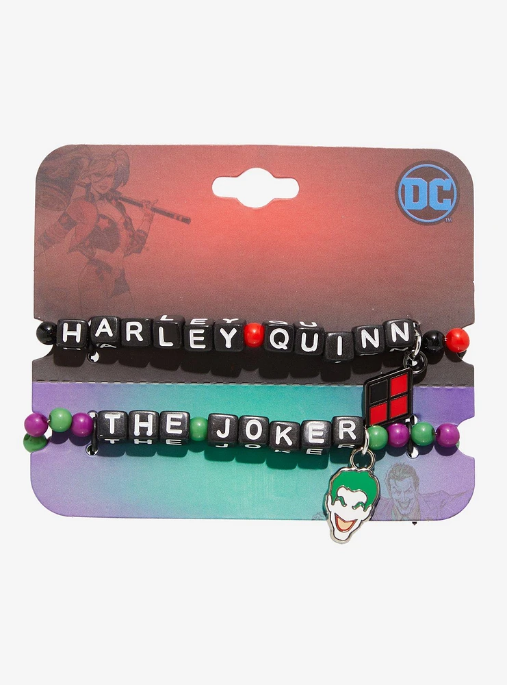 DC Comics Batman The Joker & Harley Quinn Best Friend Bead Bracelet Set