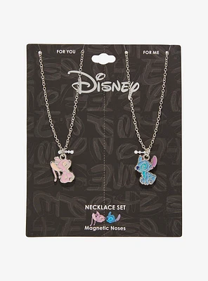 Disney Stitch & Angel Magnetic Nose Best Friend Necklace Set