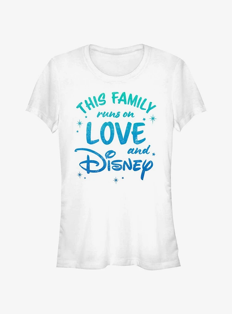 Disney This Family Runs On Love and Girls T-Shirt