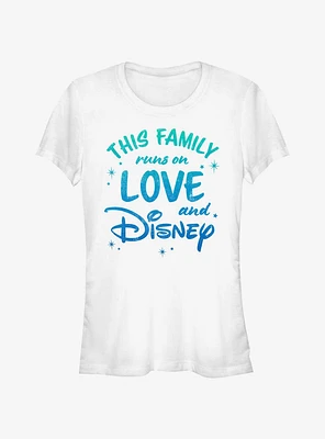 Disney This Family Runs On Love and Girls T-Shirt