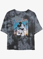 Disney Mickey Mouse Sunset Girls Tie-Dye Crop T-Shirt